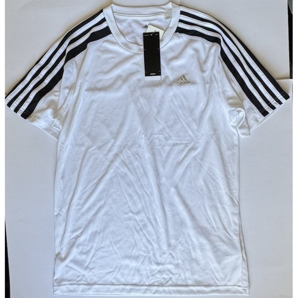 Adidas Men's Shirt Small White With Black Stripes New NWT